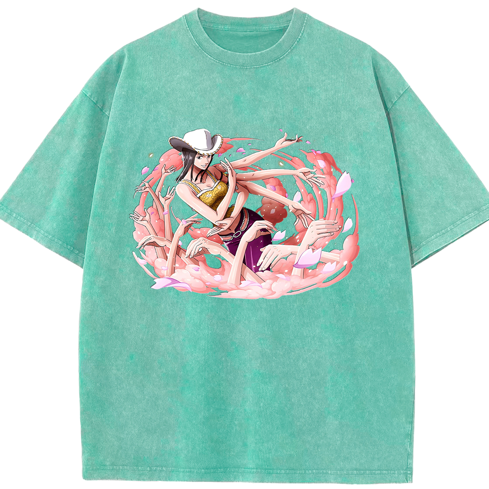 ワンピース ニコ・ロビン ONE PIECE Nico Robin 綿100% ヴィンテージ風 半袖Tシャツ（フロントプリント）